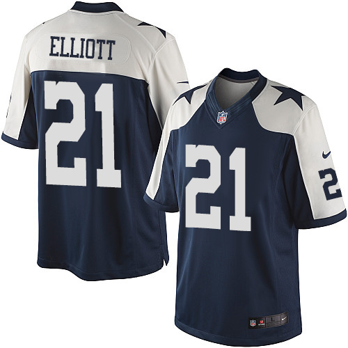 Men's Limited Ezekiel Elliott Nike Jersey Navy Blue Alternate - #21 Throwback NFL Dallas Cowboys